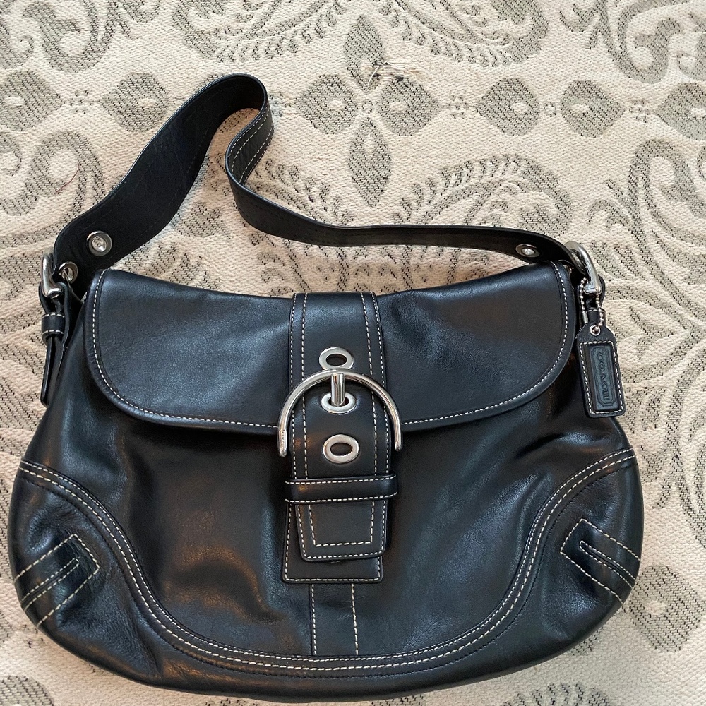 Coach Leather Small Shoulder Bag and Wallet- Black
